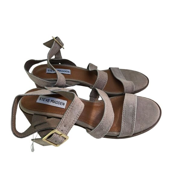 Steve Madden Raymee Strappy Neutral Beige Suede Sandals Size 7M - Picture 1 of 8